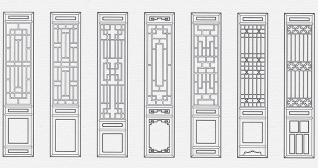 龙岗常用中式仿古花窗图案隔断设计图